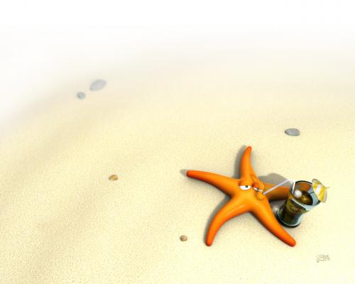 Opitá hviezdica na pláži